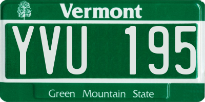 VT license plate YVU195