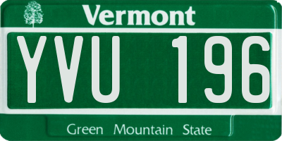 VT license plate YVU196