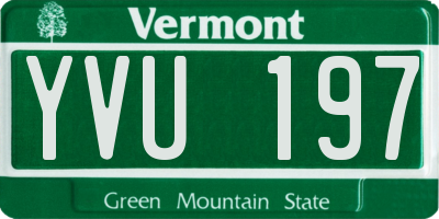 VT license plate YVU197