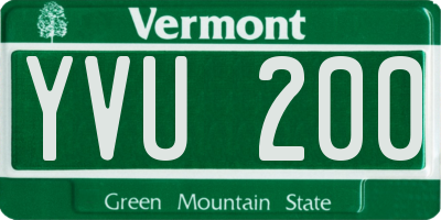 VT license plate YVU200