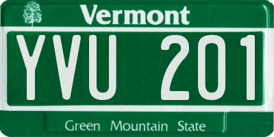 VT license plate YVU201