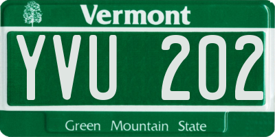 VT license plate YVU202