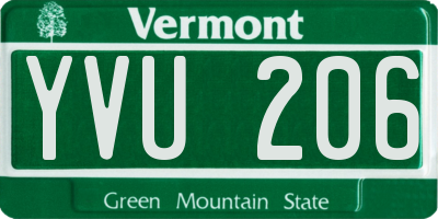 VT license plate YVU206