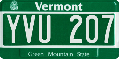 VT license plate YVU207