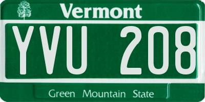 VT license plate YVU208