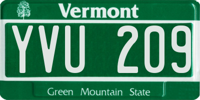VT license plate YVU209