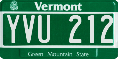 VT license plate YVU212