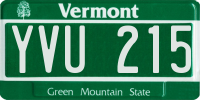 VT license plate YVU215