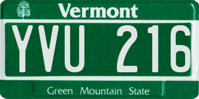 VT license plate YVU216