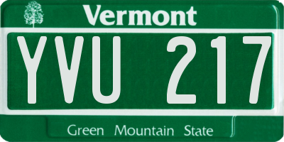 VT license plate YVU217