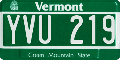 VT license plate YVU219
