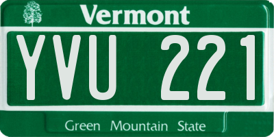 VT license plate YVU221