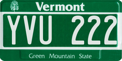 VT license plate YVU222