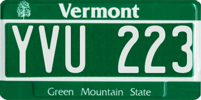 VT license plate YVU223