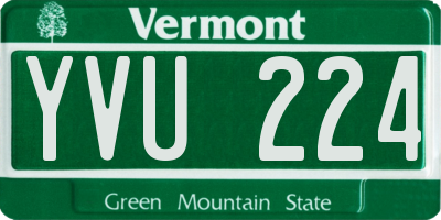 VT license plate YVU224