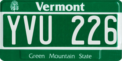 VT license plate YVU226