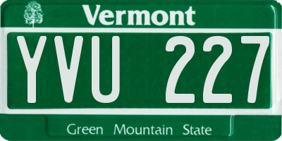 VT license plate YVU227