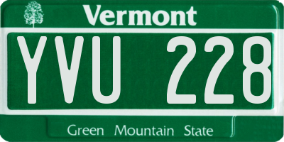 VT license plate YVU228