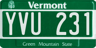 VT license plate YVU231