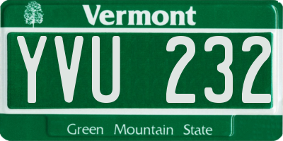 VT license plate YVU232