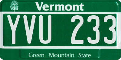VT license plate YVU233