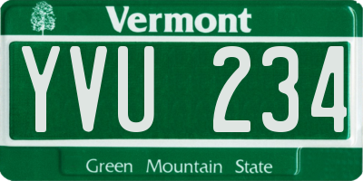 VT license plate YVU234