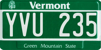 VT license plate YVU235