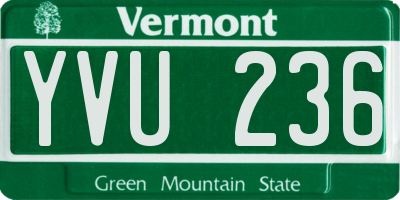 VT license plate YVU236