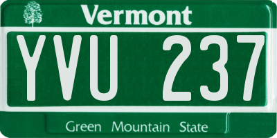 VT license plate YVU237
