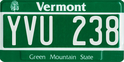 VT license plate YVU238