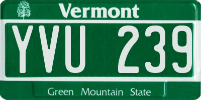 VT license plate YVU239