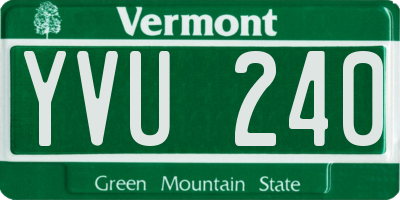 VT license plate YVU240