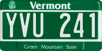 VT license plate YVU241