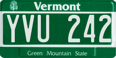 VT license plate YVU242