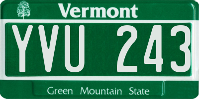 VT license plate YVU243