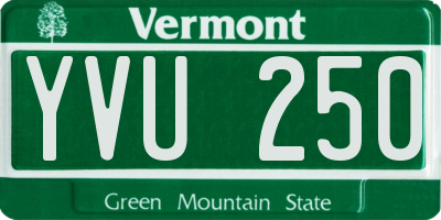 VT license plate YVU250