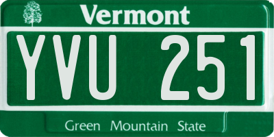 VT license plate YVU251