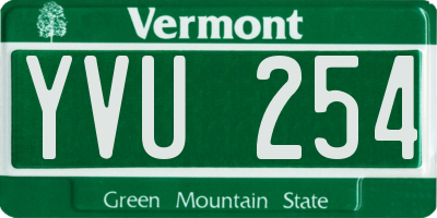VT license plate YVU254