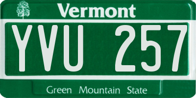 VT license plate YVU257