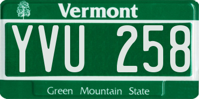 VT license plate YVU258