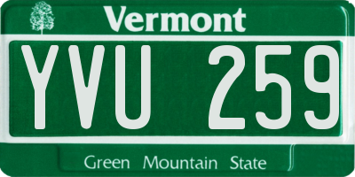 VT license plate YVU259
