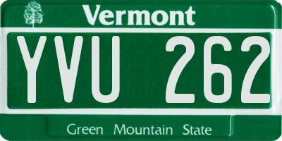 VT license plate YVU262