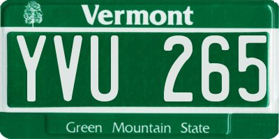 VT license plate YVU265