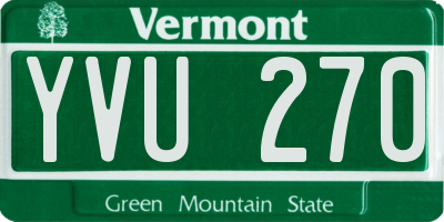 VT license plate YVU270