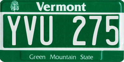 VT license plate YVU275
