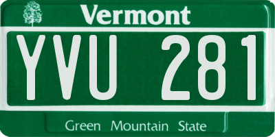VT license plate YVU281