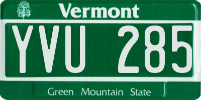 VT license plate YVU285