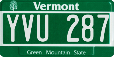 VT license plate YVU287