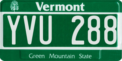VT license plate YVU288