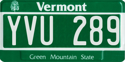 VT license plate YVU289